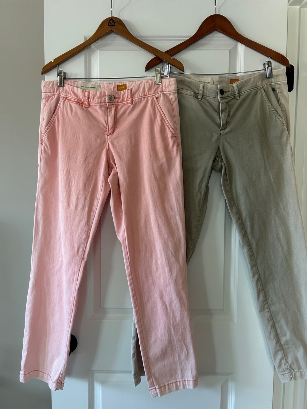BUNDLE! Anthro's Pilcro Fit Hyphen Khakis Sz 28 w MEASUREMENTS Peach Faded Olive